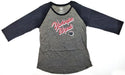 Washington Wizards Women's T-Shirt Raglan Baseball 3/4 Sleeve Slate Gray Large