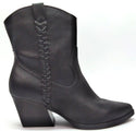 Dolce Vita Ladies' Ankle Boots Casual Western Pull-On Vegan Braided Detail Black