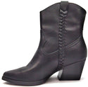 Dolce Vita Ladies' Ankle Boots Casual Western Pull-On Vegan Braided Detail Black