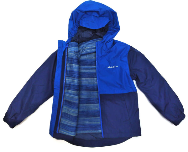 Eddie Bauer Boy's Kids Jacket Lightweight Lone Peak 3in1 Hooded Navy Blue New