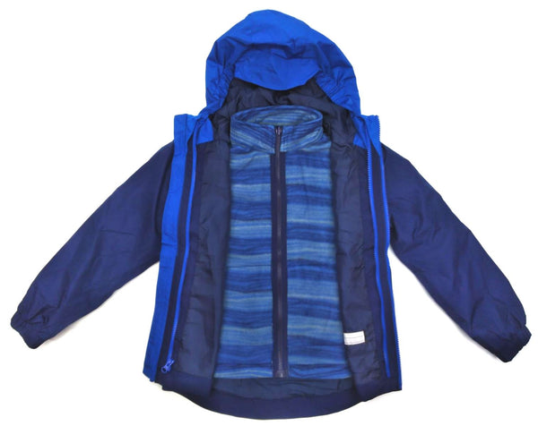 Eddie Bauer Boy's Kids Jacket Lightweight Lone Peak 3in1 Hooded Navy Blue New