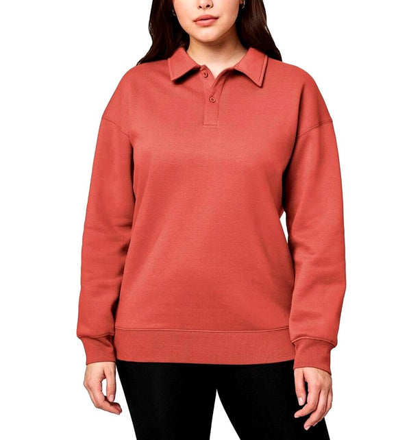 Mondetta Women's Long Sleeve Active Wear Collared Top Mineral Red Size 3XL