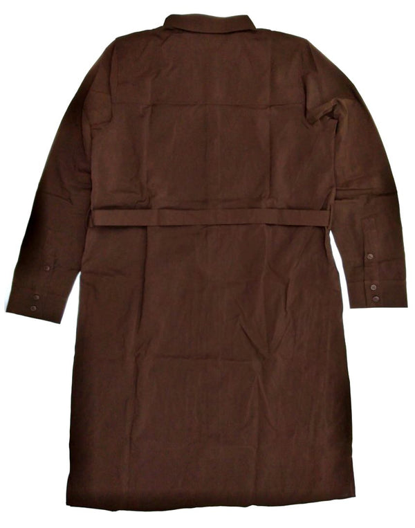 Modern Ambition Women's Travel Shirt Dress Belted Long Sleeved Chocolate Size M