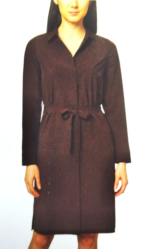 Modern Ambition Women's Travel Shirt Dress Belted Long Sleeved Chocolate Size M