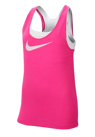 Nike Girl's Tank Top Breathe 2 in 1 Training Top Laser Fuchsia Pink Foam New