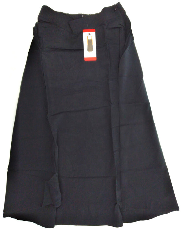 Women's Skirt A-line Midi Skirt Banded Waist Zippered Knee Length Black Size 8