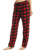 Women's Pajama Pants Cozy Fleece Drawstring Pant Red Black Plaid Size Medium