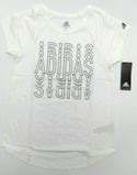 Adidas Girls' T-Shirt Raglan Graphic Short Sleeve Crew Neck Top White Large New