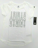 Adidas Girls' T-Shirt Raglan Graphic Short Sleeve Crew Neck Top White Large New