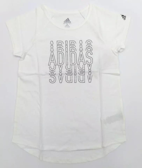 Lot of 30 Adidas Girl's T-Shirt Graphic Short Sleeve Tee White Medium 10/12 New