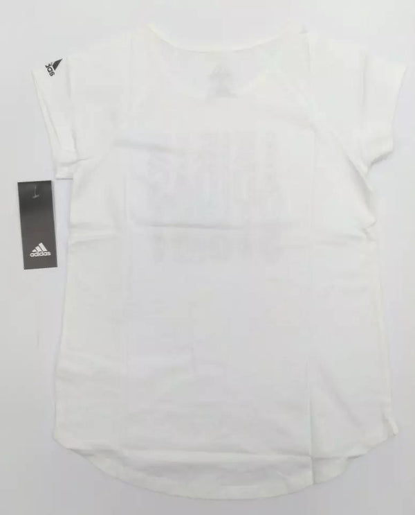 Lot of 30 Adidas Girl's T-Shirt Graphic Short Sleeve Tee White Medium 10/12 New
