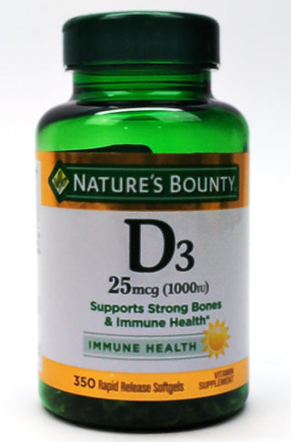 Nature's Bounty Vitamin D3 Immune Health 25 mcg Rapid Release Softgels 350 Count