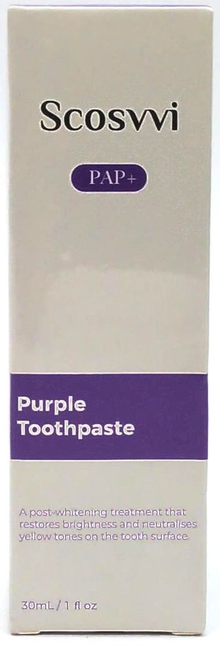 Scosvvi Purple Toothpaste PAP+ Teeth Whitening Brightens Stain Remover 1Fl oz