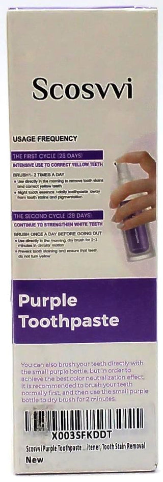 Scosvvi Purple Toothpaste PAP+ Teeth Whitening Brightens Stain Remover 1Fl oz