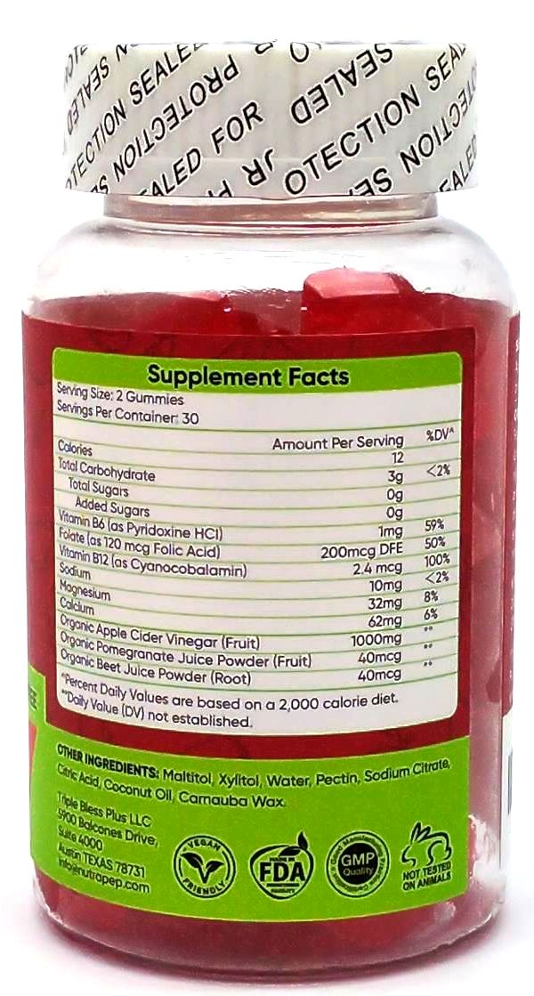 Nutrapep Dietary Supplements 1000mg Weight Loss Organnic KETO ACV Gummies 60 Ct