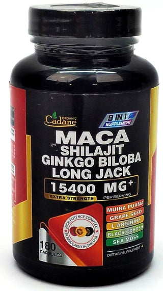 Organic Cadane Dietary Supplement Maca Shilajit Ginkgo Biloba Long Jack 180 Ct