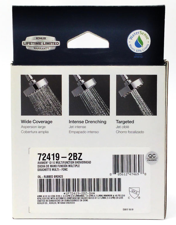 Kohler Awaken Multifunction Shower Head 2.0 GPM Oil-Rubbed Bronze K-72419-2BZ