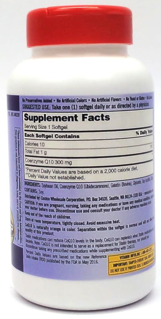 Kirkland Signature COQ10 Supplement 300 mg Maximum Potencey Heart Support 100 Ct