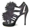 Michael Kors Kid's Fara Sandals High Heels Suede Shoes Black Suede Size 5.5M