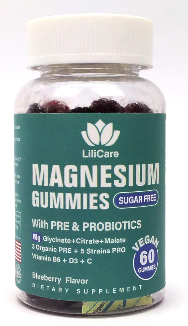 Lilicare Magnesium Gummies 400mg Sugar Free with Prebiotics & Probiotic - 60 Ct