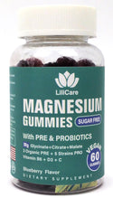 Lilicare Magnesium Gummies 400mg Sugar Free with Prebiotics & Probiotic - 60 Ct