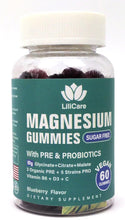 Lilicare Magnesium Gummies 400mg Sugar Free with Prebiotics & Probiotic - 60 Ct