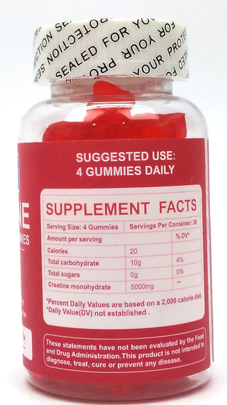 Creatine Monohydrate Gummies 5000mg Strawberry Muscle Growth Supplement - 60 Ct