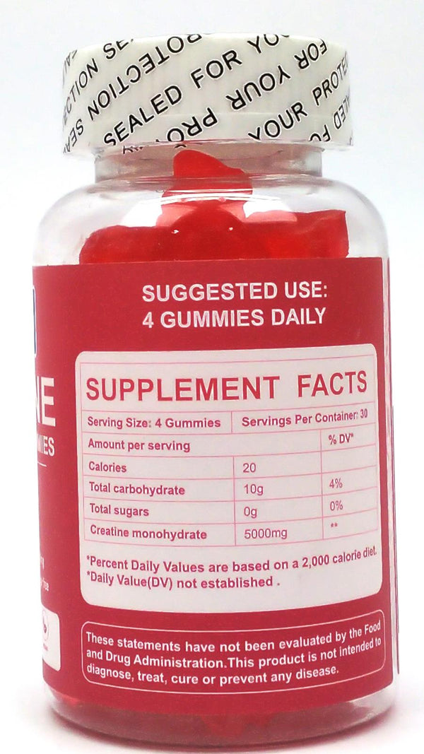 Creatine Monohydrate Gummies 5000mg Strawberry Muscle Growth Supplement - 60 Ct