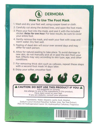 Dermora Foot Peel Mask for Soft Smooth Feet Tea Tree Scent - 4 Pairs