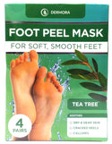 Dermora Foot Peel Mask for Soft Smooth Feet Tea Tree Scent - 4 Pairs