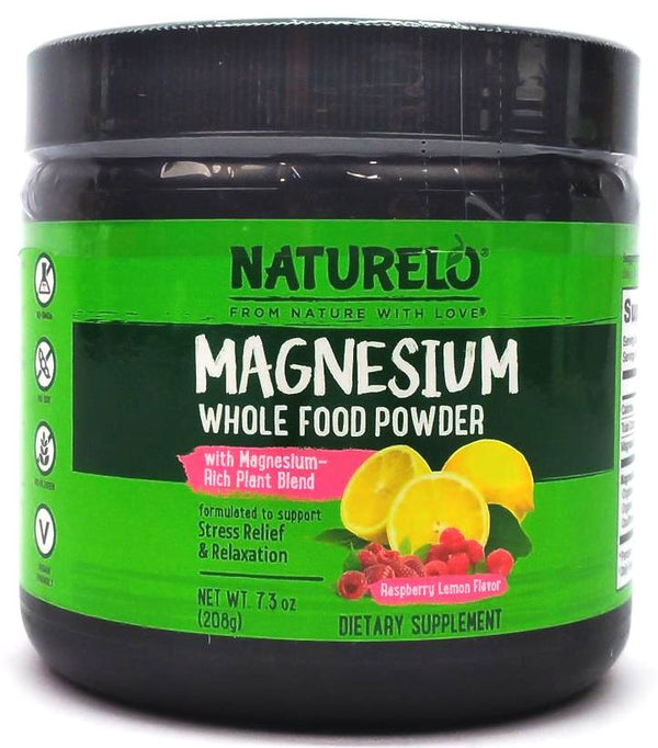 Naturelo Stress Relief Relaxation Supplement Magnesium Whole Food Powder 7.3oz