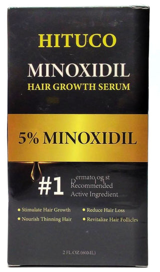 Hituco 5% Minoxidil Hair Growth Treatment Serum 2oz with Roller for Men & Women