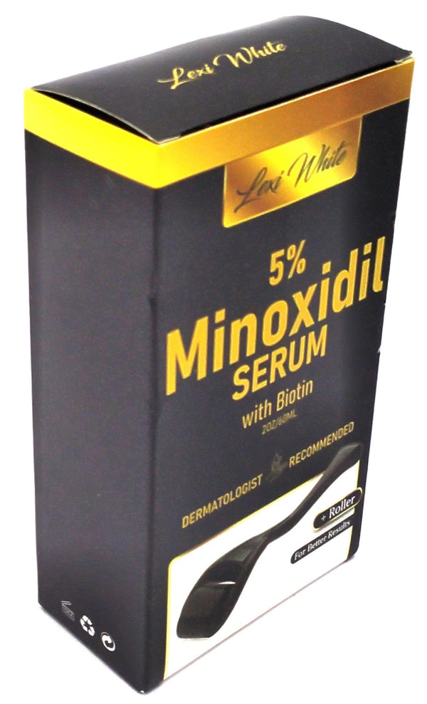 Lexi White 5% Minoxidil Serum with Biotin Hair Growth Treatment 2oz with Roller