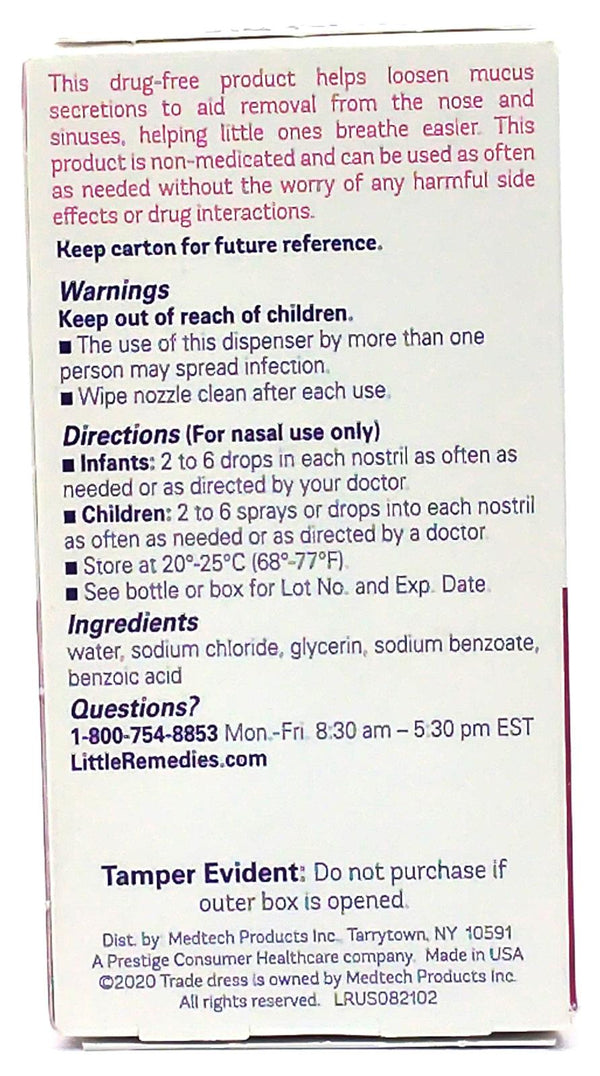 Little Remedies Saline Spray and Drops Safe for Newborns 0.5 fl oz