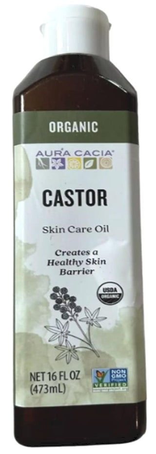 Aura Cacia Organic Castor Oil Healthy Skin Care Non GMO 16 Fl Oz 473ml