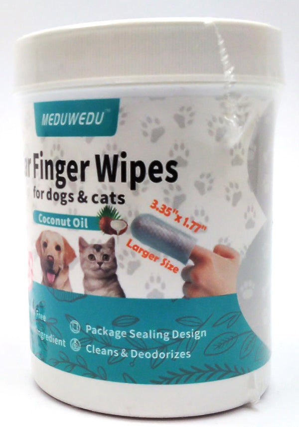 Ear Cleaner Finger Wipes Gentle Large Size Cleaning Pads for Dogs & Cats -60 Pcs