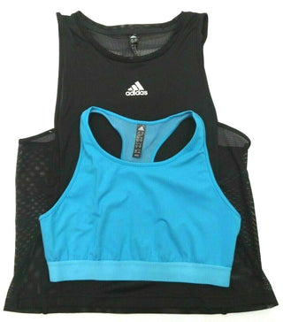 Adidas Women's Tennis Tank Top Escouade Sleeveless Black Shock + Blue Bra