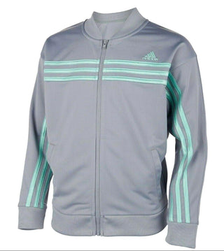 Adidas Girls' Tricot Jacket 3-Stripes Long Sleeve Onyx Clear Mint X-Large New