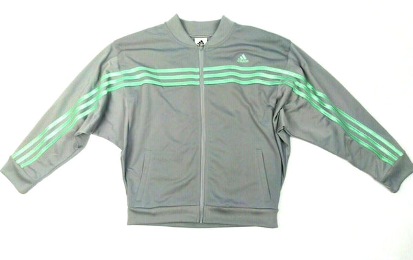 Adidas Girls' Tricot Jacket 3-Stripes Long Sleeve Onyx Clear Mint X-Large New