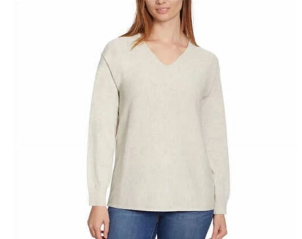 Ella Moss Women's Sweater Ribbed V-Neck Long Sleeve Drop Shoulder Casual Top New