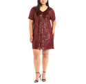 Hilary Radley Women's Party Dress Cocktail Sequin Casual Dress Wine Red Medium