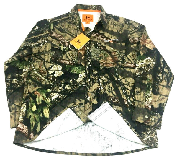 Field & Stream Men's Camo Shirt Mossy Oak Hunting Long Sleeve Medium New