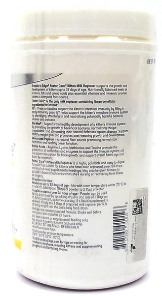 Breeder's Edge Foster Care Kitten Milk Replacer Powder Newborn Health 12 Oz