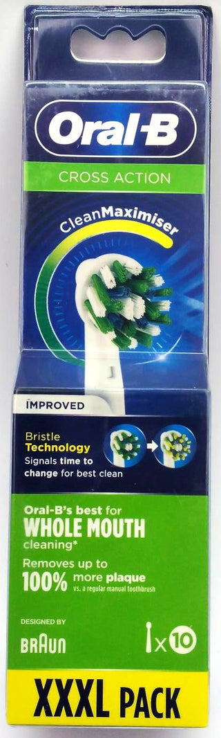 Oral-B Cross Action Toothbrush Heads with Clean Maximiser XXXL Pack of 10