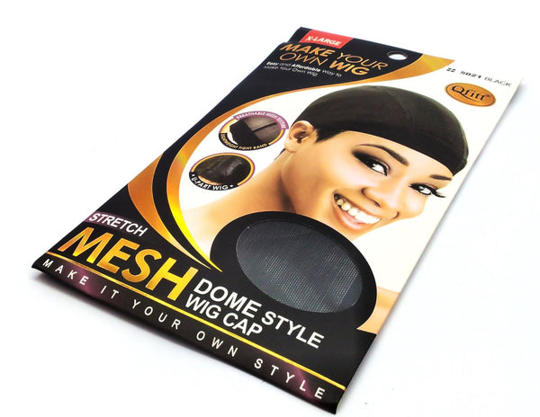 Qfitt Stretch Wig Cap Mesh Dome Style Breathable Dry Fast Cap X-Large 5021 Black