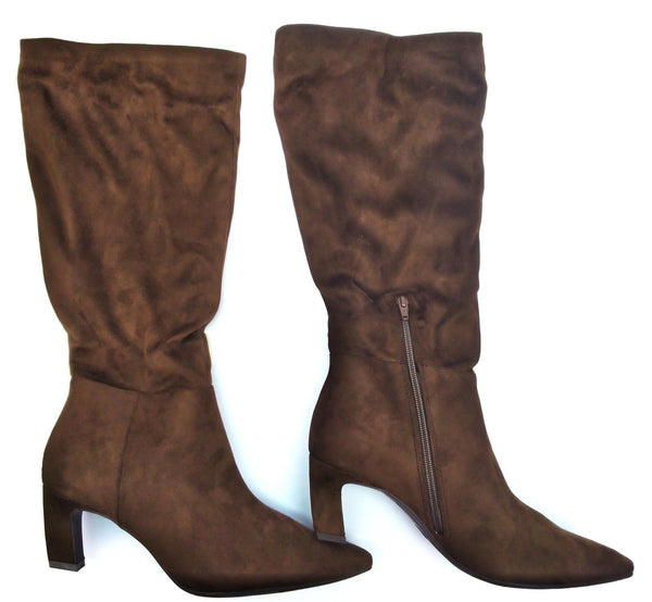 Women's Raye Tall Dress Boots A New Day Side Zippered Pointed Toe Dark Brown 11