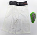 Shock Doctor Boys Shorts Compression Athletic with Protective Cup White OSFM