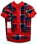 Eddie Bauer Pet Festive Sweater Plaid Short Sleeve Fleece 1725404 Red Size M