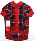 Eddie Bauer Pet Festive Sweater Plaid Short Sleeve Fleece 1725404 Red Size M