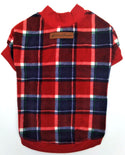 Eddie Bauer Pet Festive Sweater Plaid Short Sleeve Fleece 1725404 Red Size M